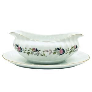 VTG Creative Fine China Regency Rose Gravy Boat Saucer 2345 Floral Japan 1990s